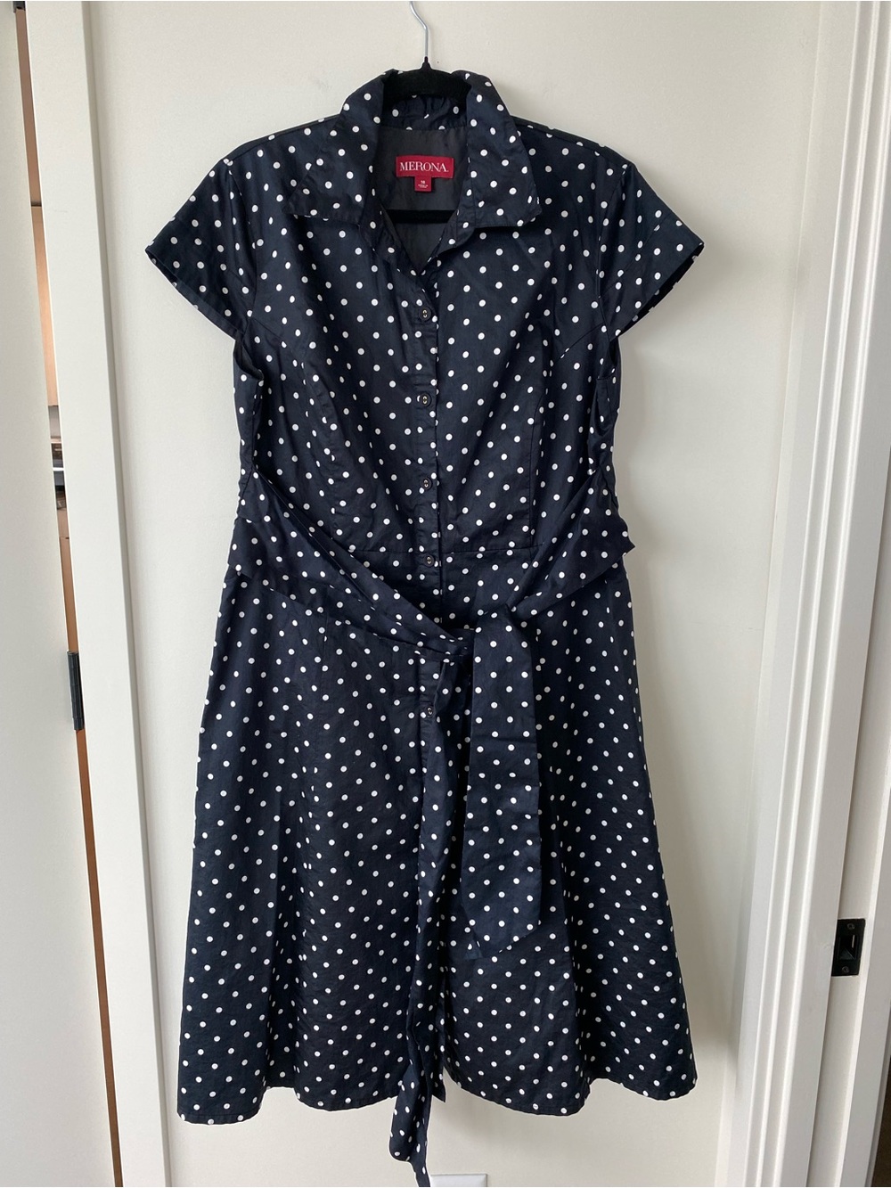 Merona Black and White Polka Dot Midi Shirt Dress. Size 16